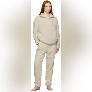 Skims Off-White Teddy Jogger Lounge Pants in Bone